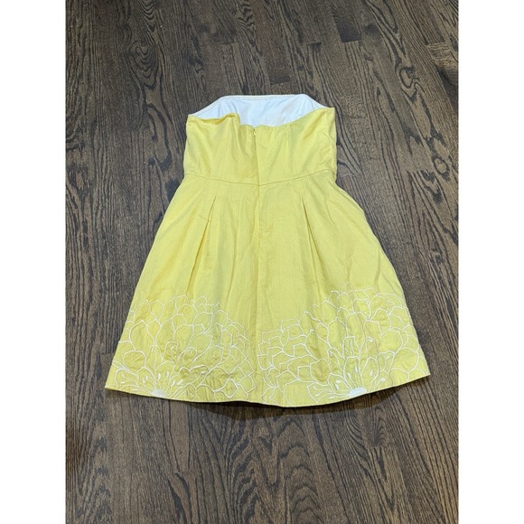 Lilly Pulitzer Yellow Blossom Dress Pineapple Juice strapless floral‎ lined zip - Picture 3 of 12